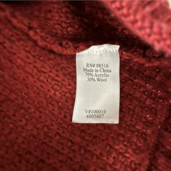 Coldwater Creek Wool Knit Blend Paisley Red/ Black Full Zip Sweater Vest - Picture 4 of 5